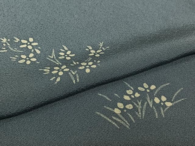 平和屋着物▽上質な小紋　単衣　手描き　草花文　正絹　逸品　AABK7265jh