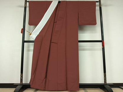 平和屋着物▽色無地　単衣　浅蘇芳色　洗える着物　AABK7267jh