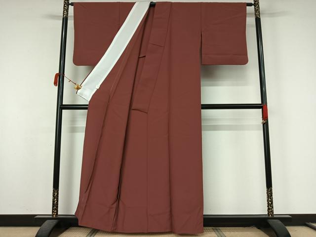 平和屋着物▽色無地　単衣　浅蘇芳色　洗える着物　AABK7267jh