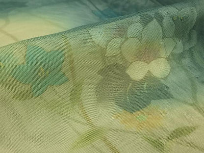 平和屋着物▽訪問着　無双　紗袷　紗×紗　手描き　草花文　暈し染め　金彩　正絹　逸品　AABK7270jh