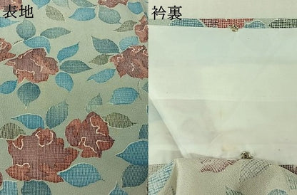 平和屋着物▽上質な小紋　単衣　草花文　正絹　逸品　AABK7271jh