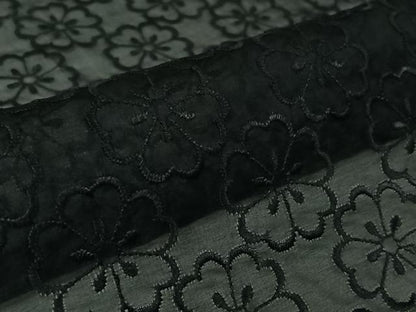 平和屋着物▽羽織　スリーシーズン　春夏秋　塵除け　花尽くし文　黒地　ロング丈　正絹　逸品　未使用　AABK7274jh
