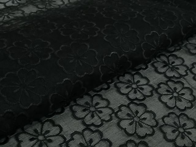 平和屋着物▽羽織　スリーシーズン　春夏秋　塵除け　花尽くし文　黒地　ロング丈　正絹　逸品　未使用　AABK7274jh