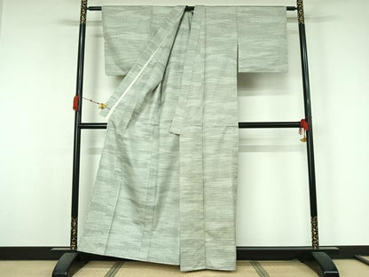 平和屋着物▽上質な紬　単衣　100亀甲　霞文　正絹　逸品　AABK7277jh