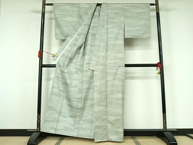 平和屋着物▽上質な紬　単衣　100亀甲　霞文　正絹　逸品　AABK7277jh