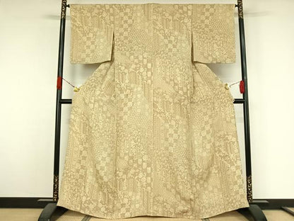平和屋着物▽上質な小紋　単衣　吉祥花文　伊勢丹扱い　正絹　逸品　AABK7284jh