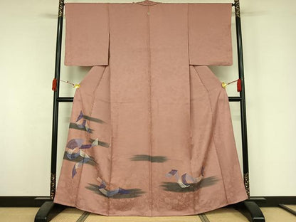 平和屋着物▽訪問着　単衣　お召地　鬘帯文　正絹　逸品　AABK7287jh