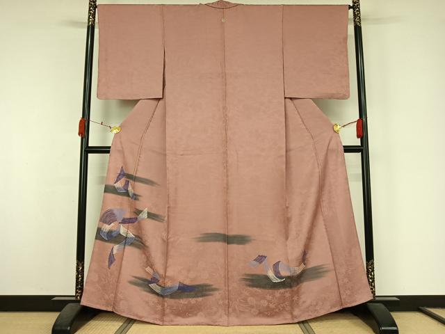 平和屋着物▽訪問着　単衣　お召地　鬘帯文　正絹　逸品　AABK7287jh
