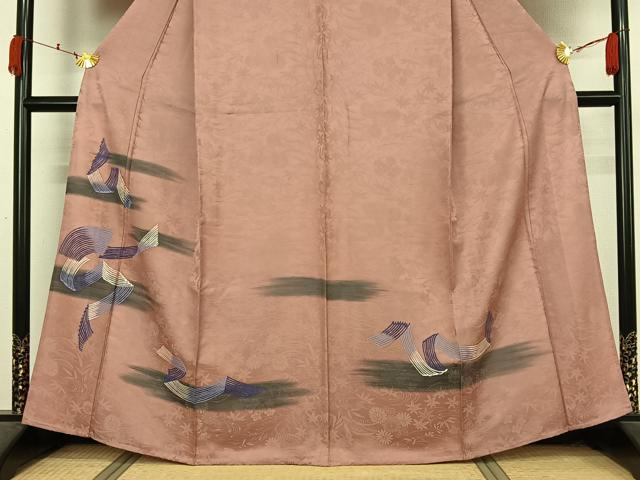 平和屋着物▽訪問着　単衣　お召地　鬘帯文　正絹　逸品　AABK7287jh