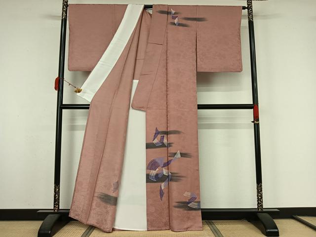 平和屋着物▽訪問着　単衣　お召地　鬘帯文　正絹　逸品　AABK7287jh
