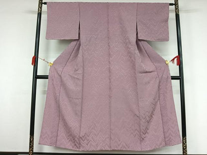 平和屋着物▽上質な色無地　単衣　横段地紋　梅鼠色　正絹　逸品　未使用　AABK7288jh