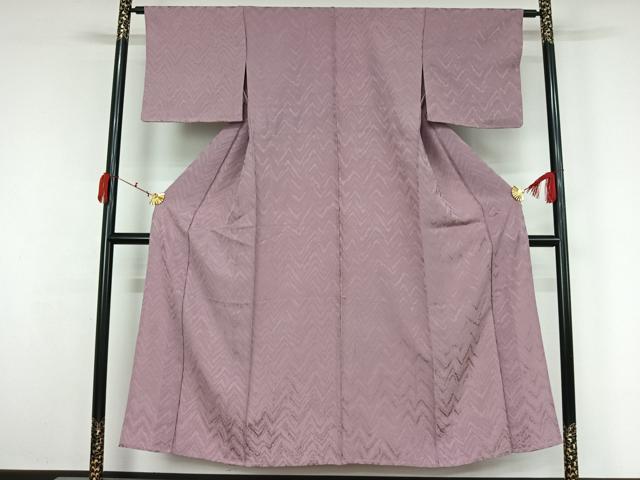 平和屋着物▽上質な色無地　単衣　横段地紋　梅鼠色　正絹　逸品　未使用　AABK7288jh