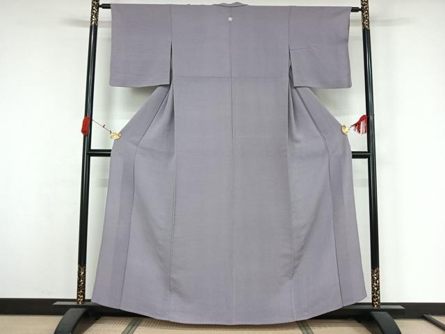 平和屋着物▽上質な色無地　単衣　藤色　鬼しぼ縮緬　正絹　逸品　AABK7289jh