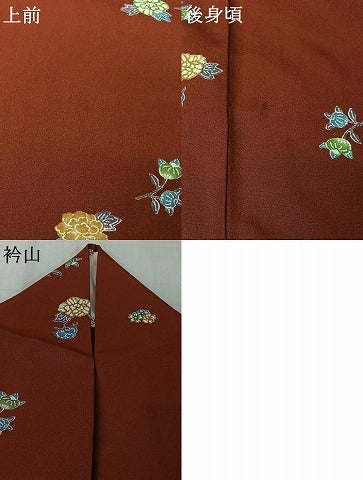平和屋着物▽上質な小紋　単衣　草花文　正絹　逸品　AABK7290jh