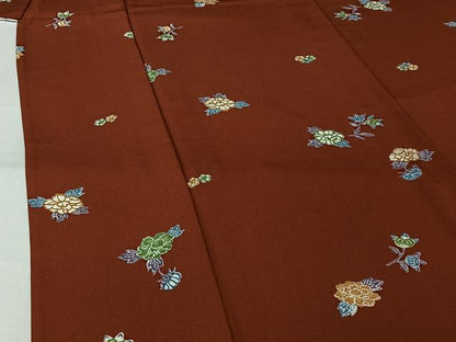 平和屋着物▽上質な小紋　単衣　草花文　正絹　逸品　AABK7290jh