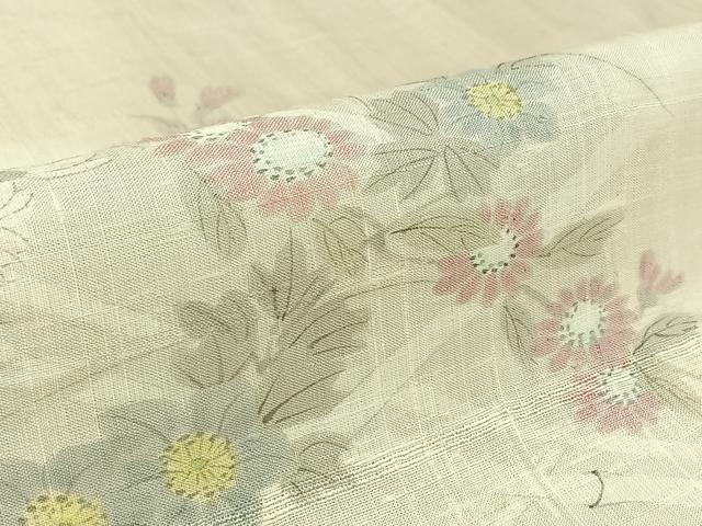 平和屋着物▽訪問着　単衣　生紬地　手描き　花籬文　正絹　逸品　AABK7292jh