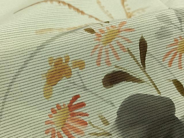 平和屋着物▽訪問着　無双　紗袷　紗×絽　手描き　櫛引織　草花文　金糸　正絹　逸品　AABK7294jh
