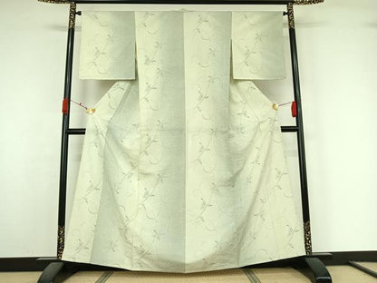 平和屋着物▽本塩沢　単衣　唐草文　正絹　逸品　AABK7297jh