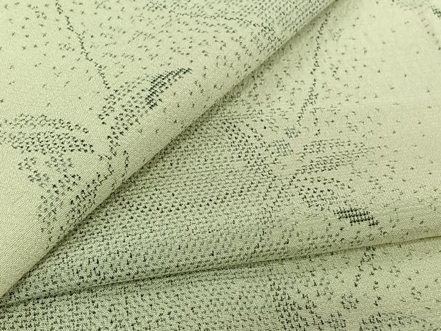 平和屋着物▽本塩沢　単衣　唐草文　正絹　逸品　AABK7297jh