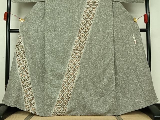 平和屋着物▽二代目 川村久太郎　訪問着　単衣　刺繍　向かい鳥花文　たたき染め　金糸　正絹　逸品　AABK7300jh