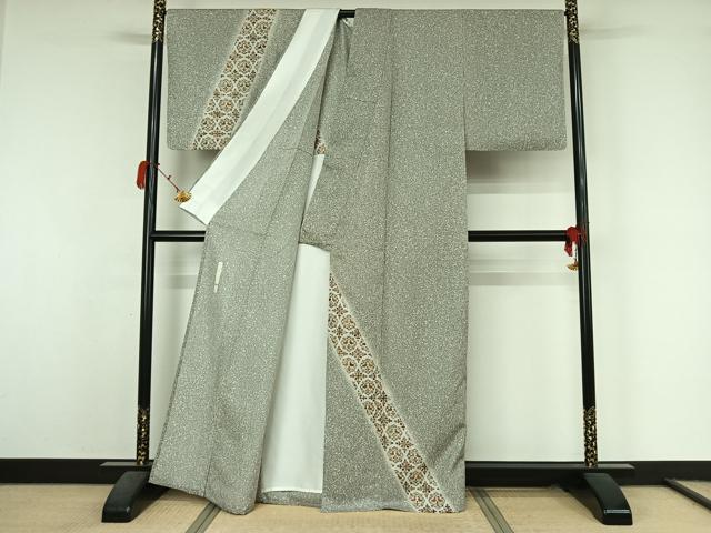 平和屋着物▽二代目 川村久太郎　訪問着　単衣　刺繍　向かい鳥花文　たたき染め　金糸　正絹　逸品　AABK7300jh