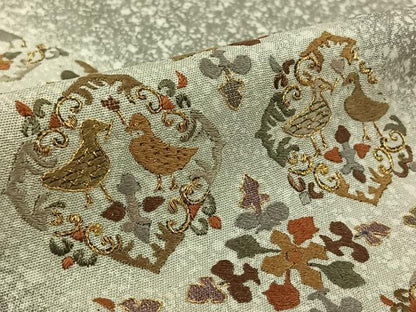 平和屋着物▽二代目 川村久太郎　訪問着　単衣　刺繍　向かい鳥花文　たたき染め　金糸　正絹　逸品　AABK7300jh