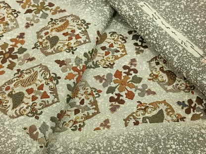 平和屋着物▽二代目 川村久太郎　訪問着　単衣　刺繍　向かい鳥花文　たたき染め　金糸　正絹　逸品　AABK7300jh