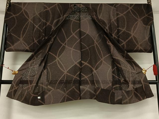平和屋着物▽男性　羽織　スリーシーズン　春夏秋　塵除け　幾何学文様　ロング丈　正絹　逸品　AABK7302jh