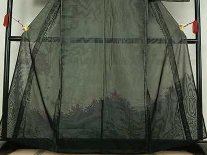 平和屋着物▽訪問着　無双　紗袷　紗×紗　草花文　正絹　逸品　AABK7304jh