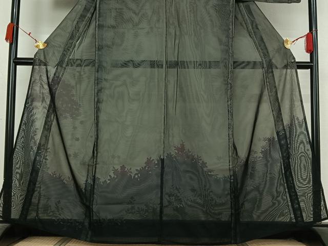 平和屋着物▽訪問着　無双　紗袷　紗×紗　草花文　正絹　逸品　AABK7304jh