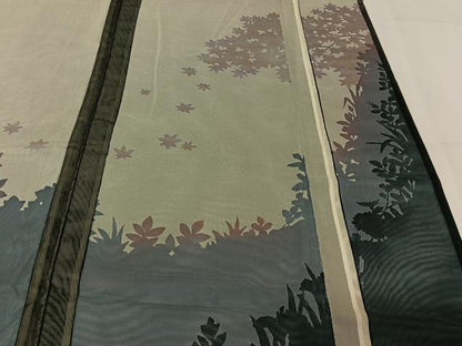 平和屋着物▽訪問着　無双　紗袷　紗×紗　草花文　正絹　逸品　AABK7304jh
