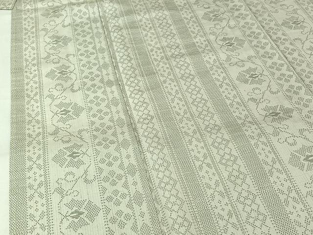 平和屋着物▽本場真綿結城紬　単衣　白泥染絣　花間道　証紙付き　正絹　逸品　AABK7311jh