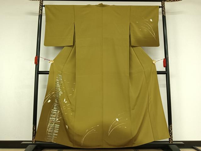 平和屋着物▽訪問着　単衣　舞蝶文　暈し染め　金銀彩　正絹　逸品　AABK7312jh