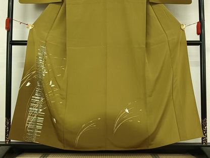 平和屋着物▽訪問着　単衣　舞蝶文　暈し染め　金銀彩　正絹　逸品　AABK7312jh