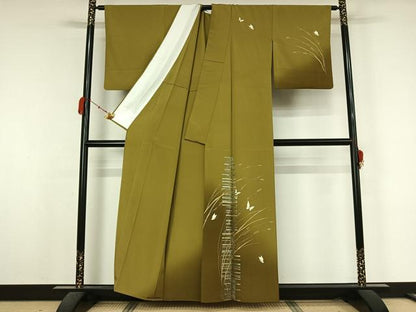 平和屋着物▽訪問着　単衣　舞蝶文　暈し染め　金銀彩　正絹　逸品　AABK7312jh