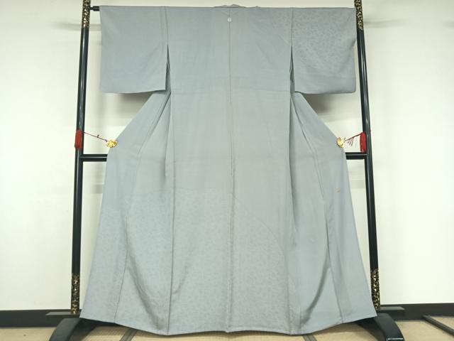 平和屋着物▽加賀友禅の型染　板場友禅　坂口幸市　加賀小紋　訪問着　単衣　雪輪笹の葉文　正絹　逸品　AABK7315jh