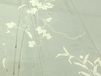 平和屋着物▽訪問着　単衣　駒刺繍　流水唐草文　銀彩　正絹　逸品　AABK7316jh