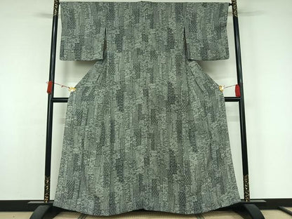 平和屋着物▽上質な小紋　単衣　草花文　正絹　逸品　AABK7318jh