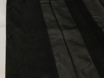 平和屋着物▽道行コート　スリーシーズン　春夏秋　塵除け　縞　黒地　ロング丈　正絹　逸品　AABK7319jh
