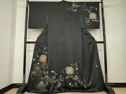 平和屋着物●尾方華舟　訪問着　更紗花丸文　正絹　逸品　AABK7321ck