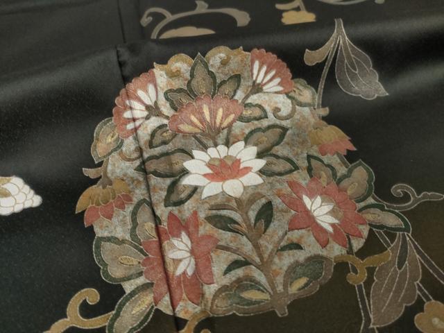 平和屋着物●尾方華舟　訪問着　更紗花丸文　正絹　逸品　AABK7321ck