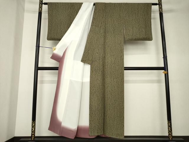 平和屋着物●上質な小紋　杢目絞り　正絹　逸品　AABK7323ck