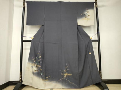 平和屋着物●和紙染染色作家・植村彩弘　訪問着　草花文　暈し染め　やまと誂製　正絹　逸品　AABK7325ck