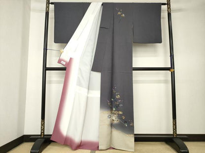 平和屋着物●和紙染染色作家・植村彩弘　訪問着　草花文　暈し染め　やまと誂製　正絹　逸品　AABK7325ck