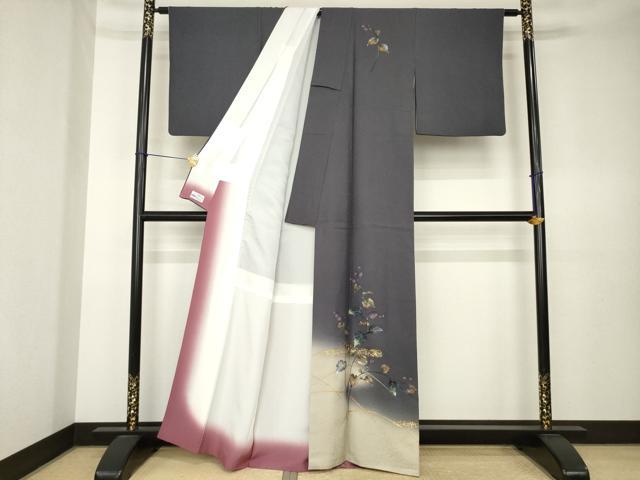 平和屋着物●和紙染染色作家・植村彩弘　訪問着　草花文　暈し染め　やまと誂製　正絹　逸品　AABK7325ck