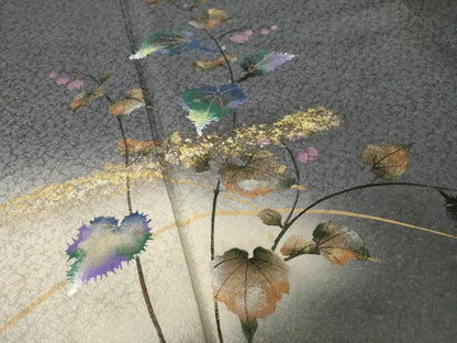 平和屋着物●和紙染染色作家・植村彩弘　訪問着　草花文　暈し染め　やまと誂製　正絹　逸品　AABK7325ck