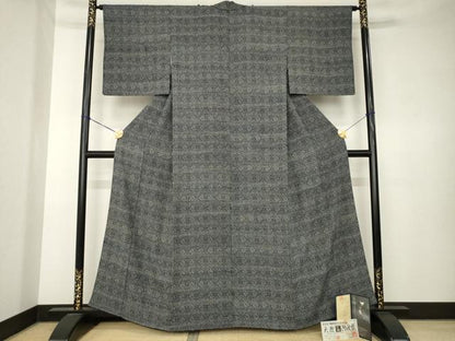 平和屋着物●藍造り国選定無形文化財　藍師・佐藤昭人　小紋　飾花文　認定書・証紙付き　正絹　逸品　AABK7328ck