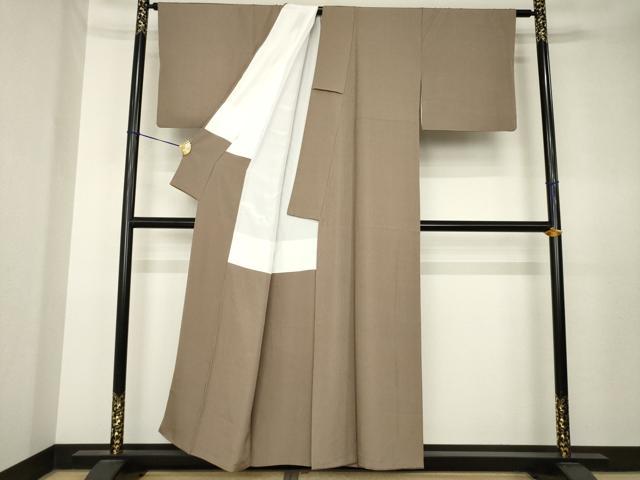 平和屋着物●江戸小紋　万筋　媚茶色×水柿色　正絹　逸品　AABK7334ck