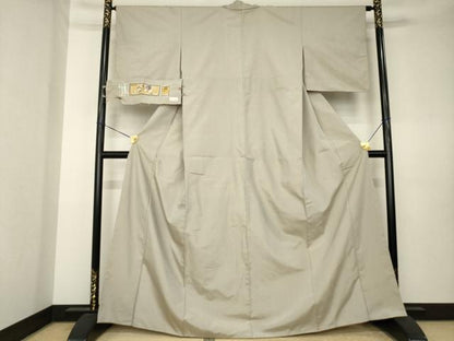 平和屋着物●上田紬　江戸小紋　万筋　飴色×湊鼠色　証紙付き　正絹　逸品　AABK7335ck