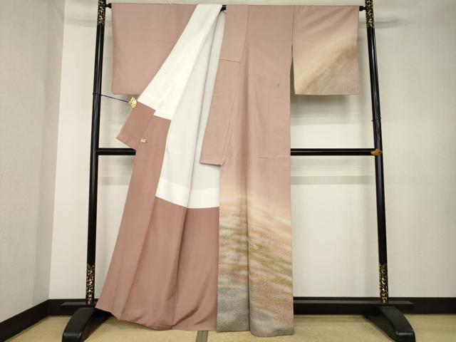 平和屋着物●石川県指定無形文化財　牛首紬　白山工房　手織り　訪問着　霞文　暈し染め　正絹　逸品　AABK7340ck